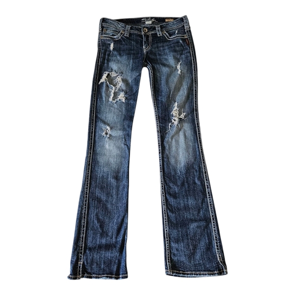 Silver Jeans Frances 18" Bootcut Women's Jeans Size 28/35 Distressed - Picture 1 of 15
